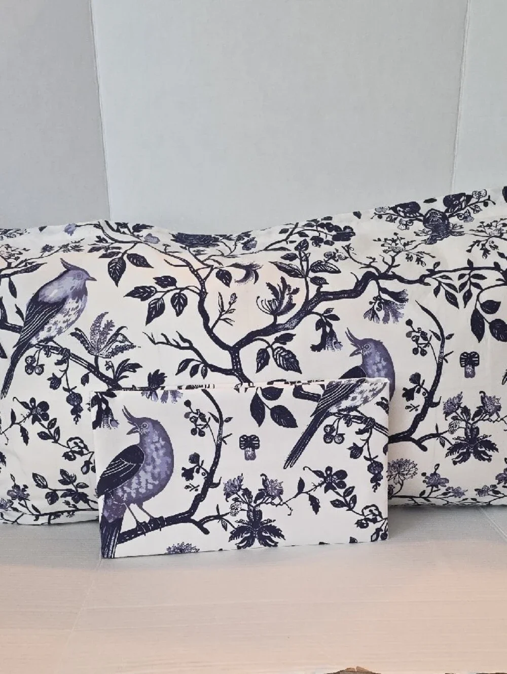 Brooklyn Loom Navy Blues Bird & Botanical Cotton King Pillow Shams